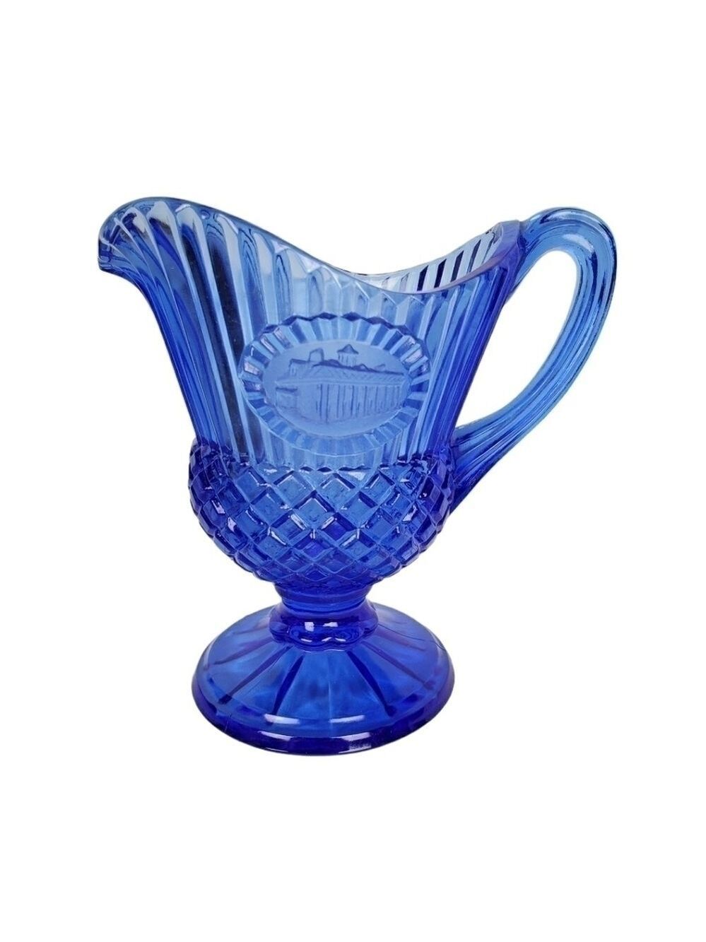 VTG cobalt Blue Fostoria Mt Vernon sauce pitcher